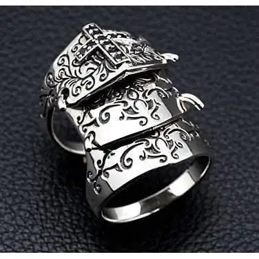 Bikerringshop Black Cross 925 Sterling Silver Medieval Armor Rocker Ring 14 Bikerringshop Black Cross 925 Sterling Silver Medieval Armor Rocker Ring - Image 12