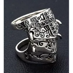 Bikerringshop Black Cross 925 Sterling Silver Medieval Armor Rocker Ring 18 Bikerringshop Black Cross 925 Sterling Silver Medieval Armor Rocker Ring -Outlet Rings Store medieval armor ring 6