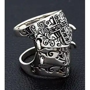 Bikerringshop Black Cross 925 Sterling Silver Medieval Armor Rocker Ring 7 Bikerringshop Black Cross 925 Sterling Silver Medieval Armor Rocker Ring - Image 5