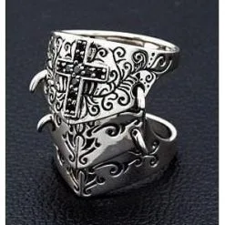 Bikerringshop Black Cross 925 Sterling Silver Medieval Armor Rocker Ring 19 Bikerringshop Black Cross 925 Sterling Silver Medieval Armor Rocker Ring -Outlet Rings Store medieval armor ring 7