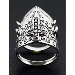 Bikerringshop Black Cross 925 Sterling Silver Medieval Armor Rocker Ring 21 Bikerringshop Black Cross 925 Sterling Silver Medieval Armor Rocker Ring -Outlet Rings Store medieval armor ring 8