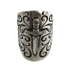 Bikerringshop Sterling Silver Medieval Shield Sword Ring -Outlet Rings Store medieval shield sword ring 3