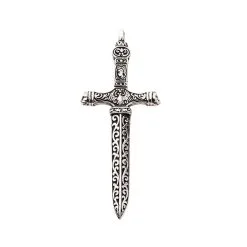 Bikerringshop Sterling Silver Warrior Sword Pendant -Outlet Rings Store medieval sword pendant 2