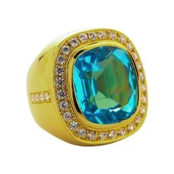 Bikerringshop Mens Huge Natural Blue Topaz Ring