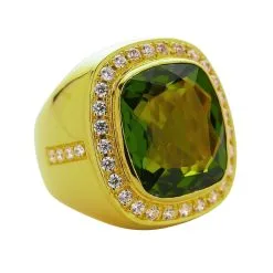 Bikerringshop Mens Huge Natural Green Peridot Ring -Outlet Rings Store mens peridot ring 2
