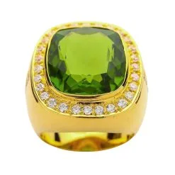 Bikerringshop Mens Huge Natural Green Peridot Ring -Outlet Rings Store mens peridot ring 9