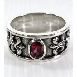 Bikerringshop Sterling Silver Mens Ruby Rings