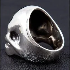 Bikerringshop 925 Sterling Silver Metallic Skull Ring -Outlet Rings Store metalic skull ring 4