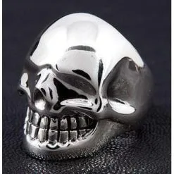 Bikerringshop 925 Sterling Silver Metallic Skull Ring -Outlet Rings Store metalic skull ring 5