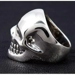 Bikerringshop 925 Sterling Silver Metallic Skull Ring -Outlet Rings Store metalic skull ring 6