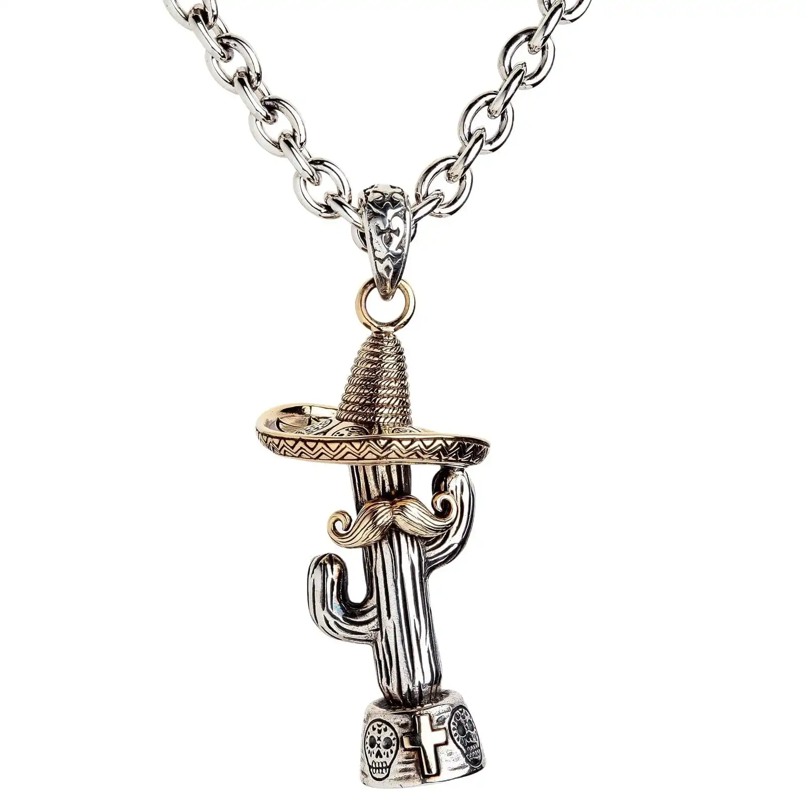 Bikerringshop Sterling Silver Mexican Cowboy Cactus Pendant 7 Bikerringshop Sterling Silver Mexican Cowboy Cactus Pendant - Image 5