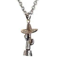 Bikerringshop Sterling Silver Mexican Cowboy Cactus Pendant 16 Bikerringshop Sterling Silver Mexican Cowboy Cactus Pendant -Outlet Rings Store mexican cactus necklace 3