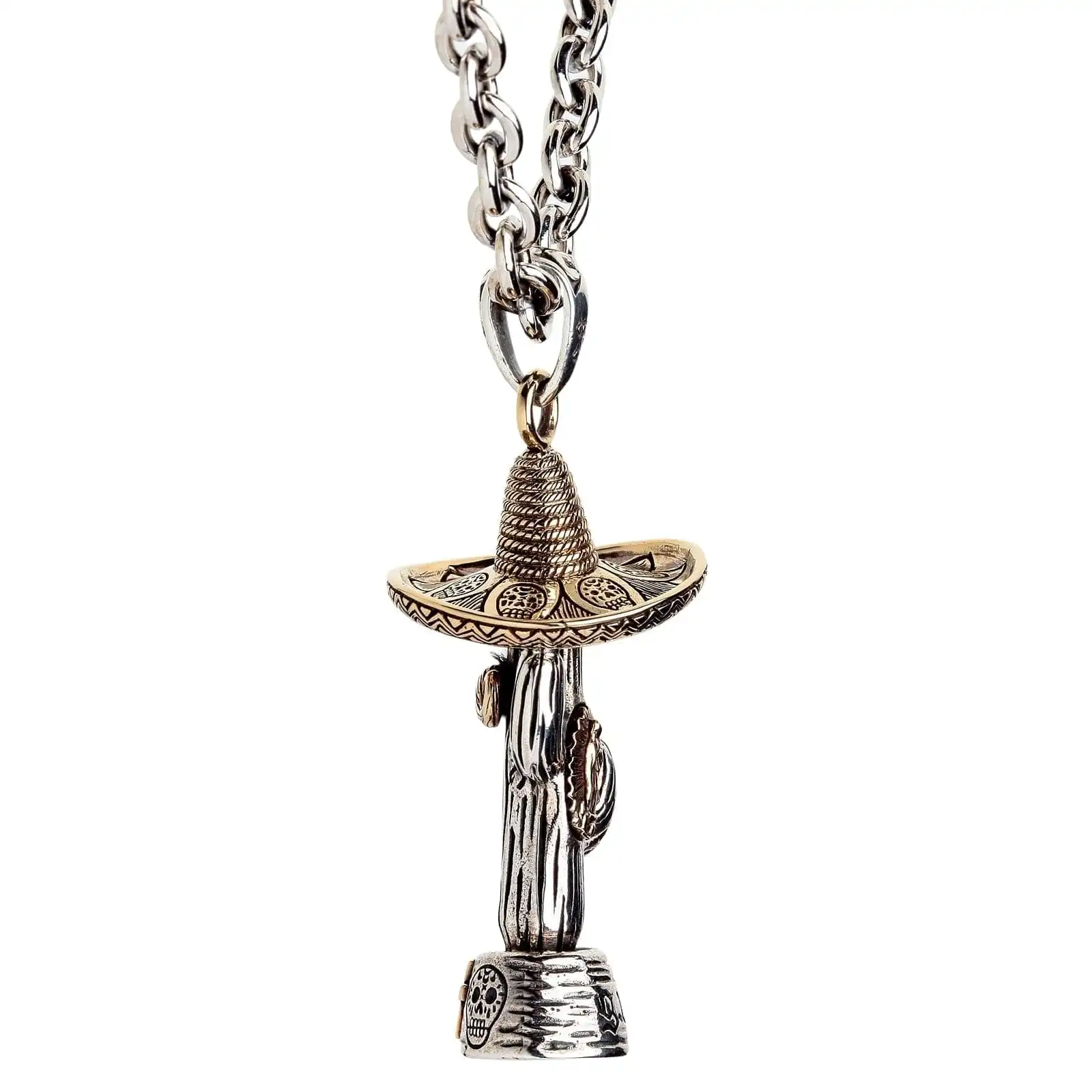 Bikerringshop Sterling Silver Mexican Cowboy Cactus Pendant 10 Bikerringshop Sterling Silver Mexican Cowboy Cactus Pendant - Image 8