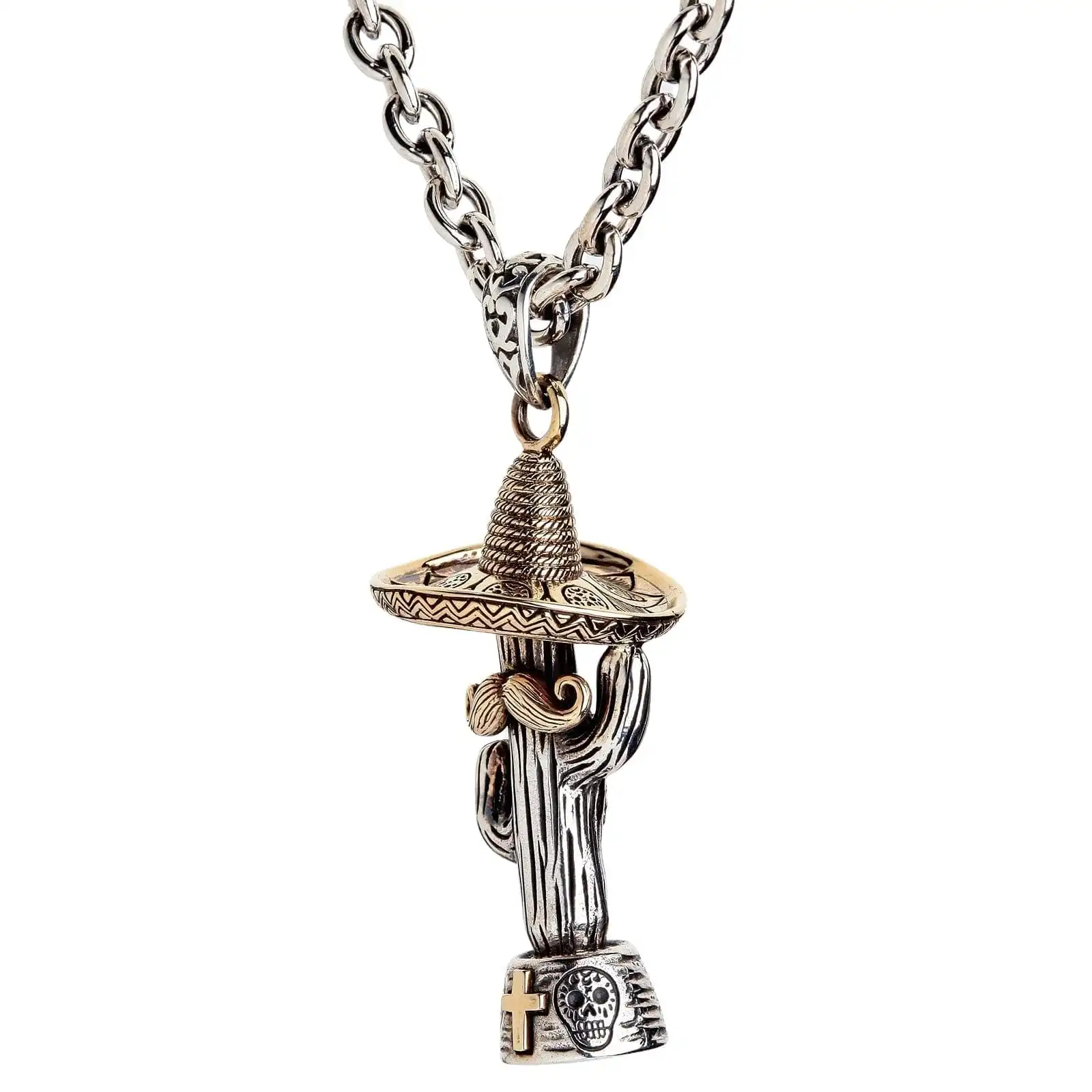 Bikerringshop Sterling Silver Mexican Cowboy Cactus Pendant 11 Bikerringshop Sterling Silver Mexican Cowboy Cactus Pendant - Image 9