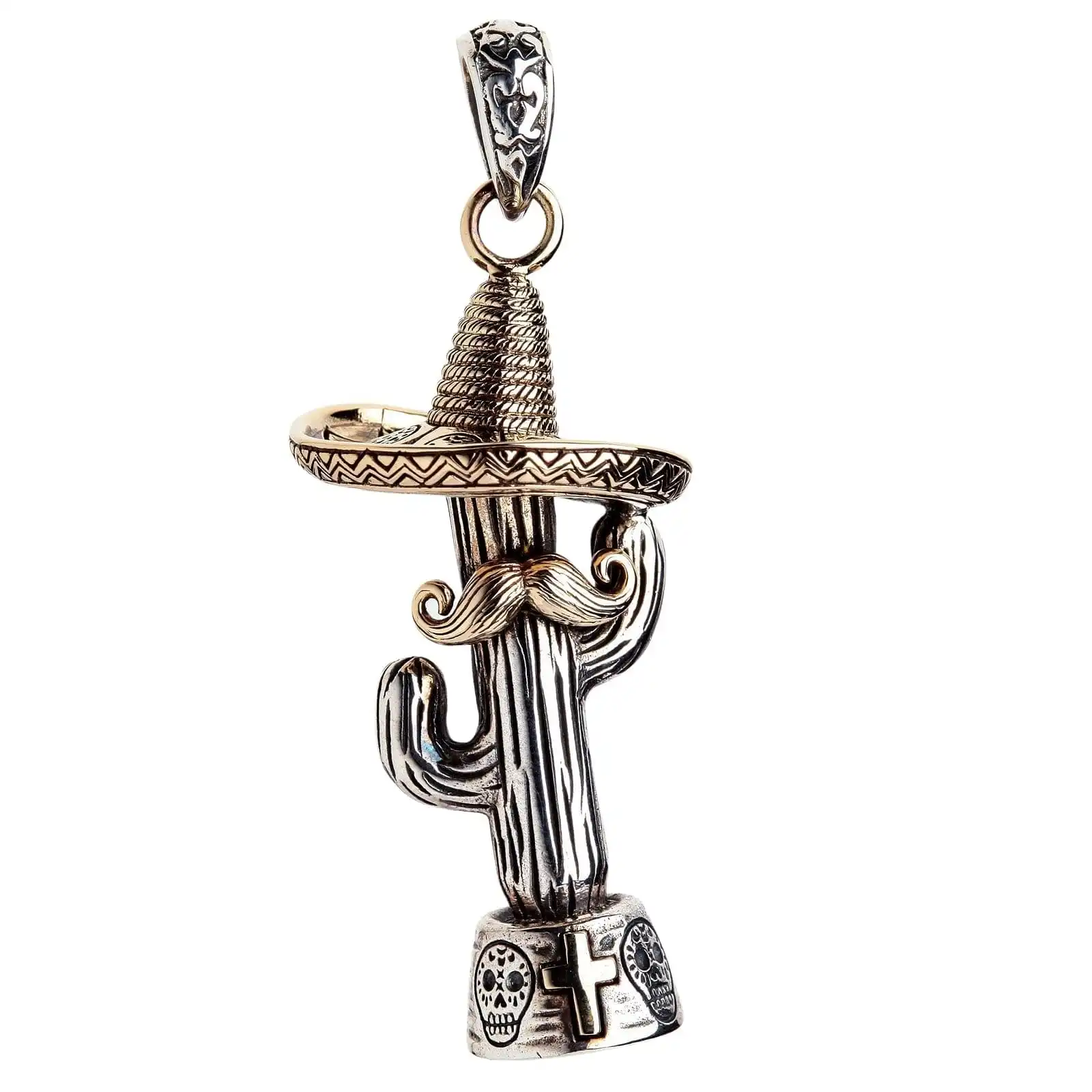 Bikerringshop Sterling Silver Mexican Cowboy Cactus Pendant 4 Bikerringshop Sterling Silver Mexican Cowboy Cactus Pendant - Image 2