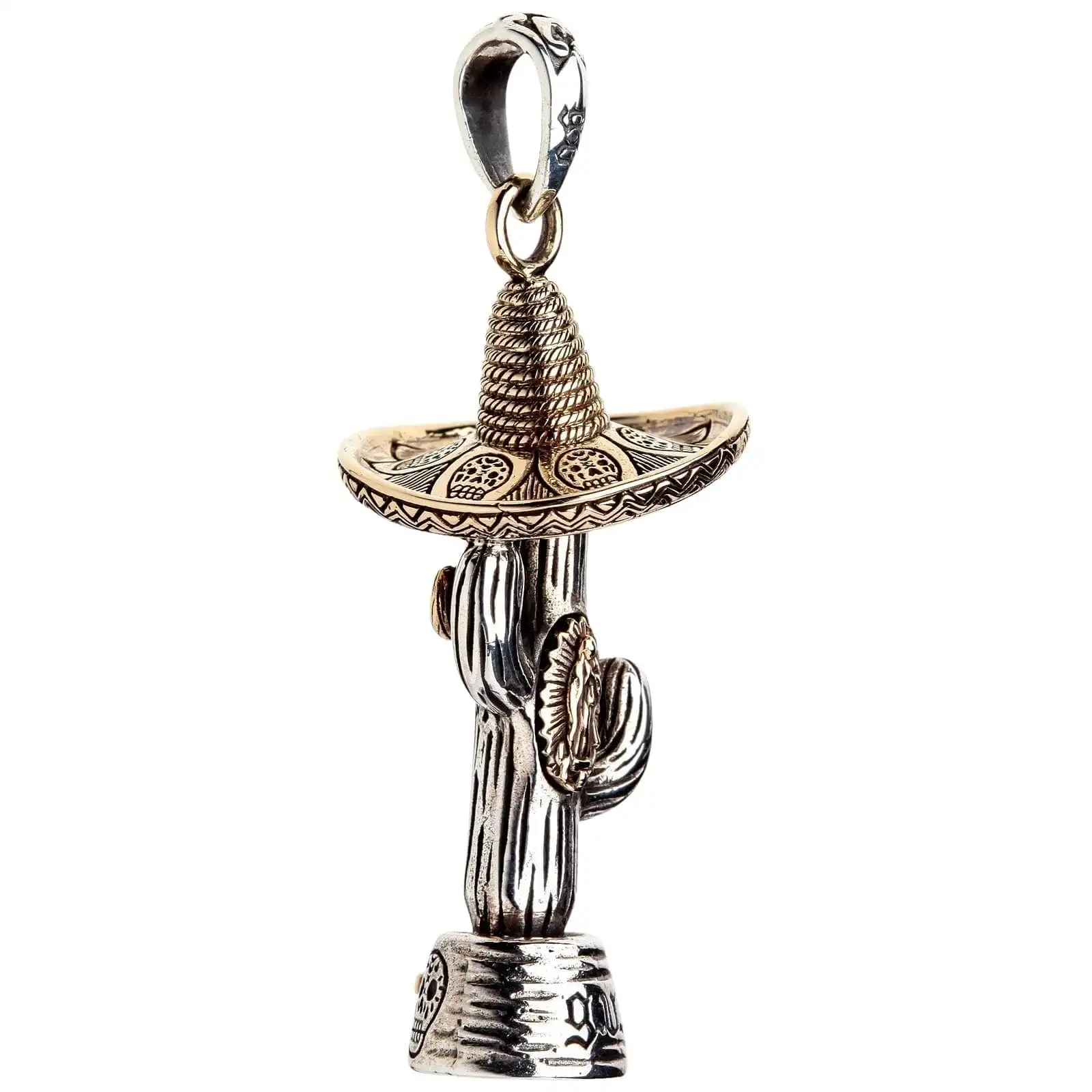 Bikerringshop Sterling Silver Mexican Cowboy Cactus Pendant 5 Bikerringshop Sterling Silver Mexican Cowboy Cactus Pendant - Image 3