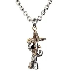 Bikerringshop Sterling Silver Mexican Cowboy Cactus Pendant 14 Bikerringshop Sterling Silver Mexican Cowboy Cactus Pendant -Outlet Rings Store mexican cowboy cactus necklace