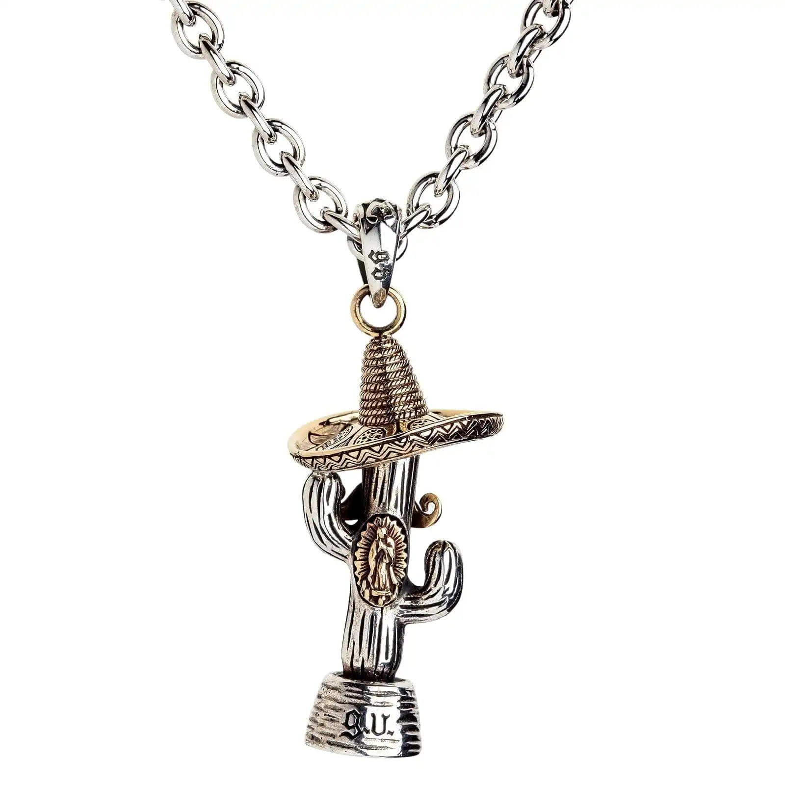 Bikerringshop Sterling Silver Mexican Cowboy Cactus Pendant 6 Bikerringshop Sterling Silver Mexican Cowboy Cactus Pendant - Image 4