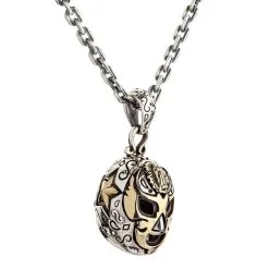 Bikerringshop Sterling Silver Brass Mexican Mask Pendant Necklace -Outlet Rings Store mexican mask necklace