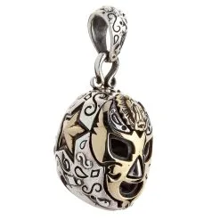 Bikerringshop Sterling Silver Brass Mexican Mask Pendant Necklace -Outlet Rings Store mexican mask pendant 3