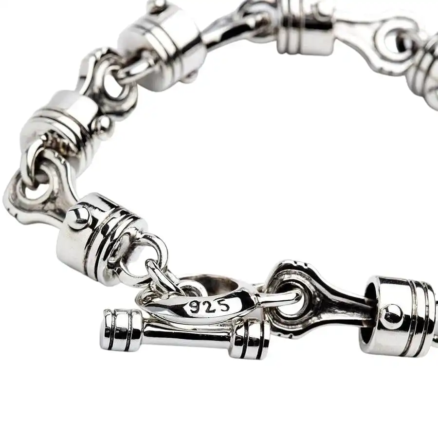 Bikerringshop Sterling Silver Motorcycle Piston Biker Bracelet 8 Bikerringshop Sterling Silver Motorcycle Piston Biker Bracelet - Image 6