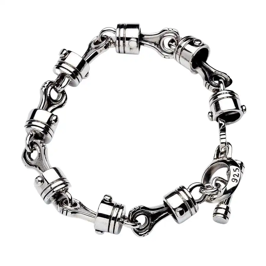 Bikerringshop Sterling Silver Motorcycle Piston Biker Bracelet 10 Bikerringshop Sterling Silver Motorcycle Piston Biker Bracelet - Image 8