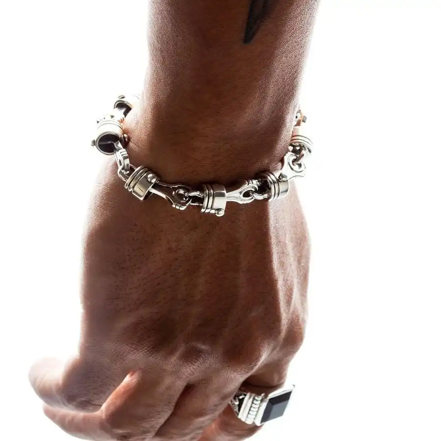Bikerringshop Sterling Silver Motorcycle Piston Biker Bracelet 14 Bikerringshop Sterling Silver Motorcycle Piston Biker Bracelet - Image 12