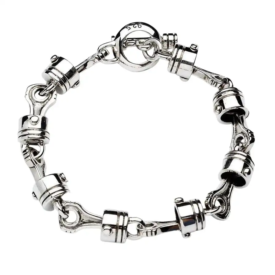 Bikerringshop Sterling Silver Motorcycle Piston Biker Bracelet 15 Bikerringshop Sterling Silver Motorcycle Piston Biker Bracelet - Image 13