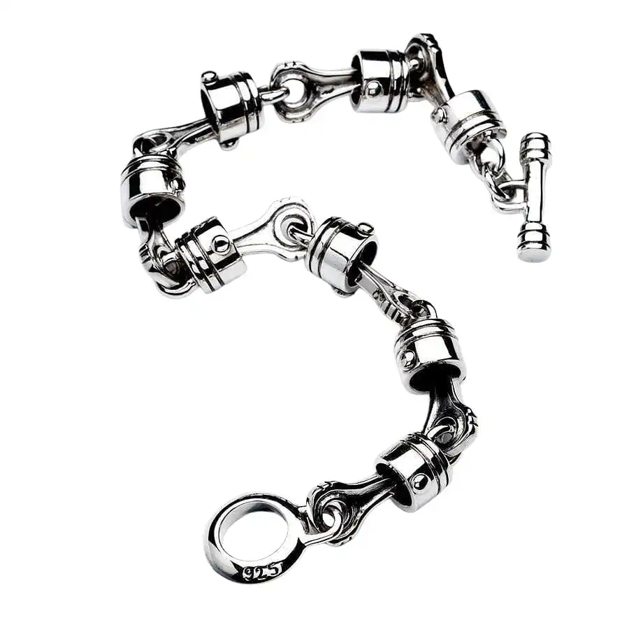 Bikerringshop Sterling Silver Motorcycle Piston Biker Bracelet 5 Bikerringshop Sterling Silver Motorcycle Piston Biker Bracelet - Image 3