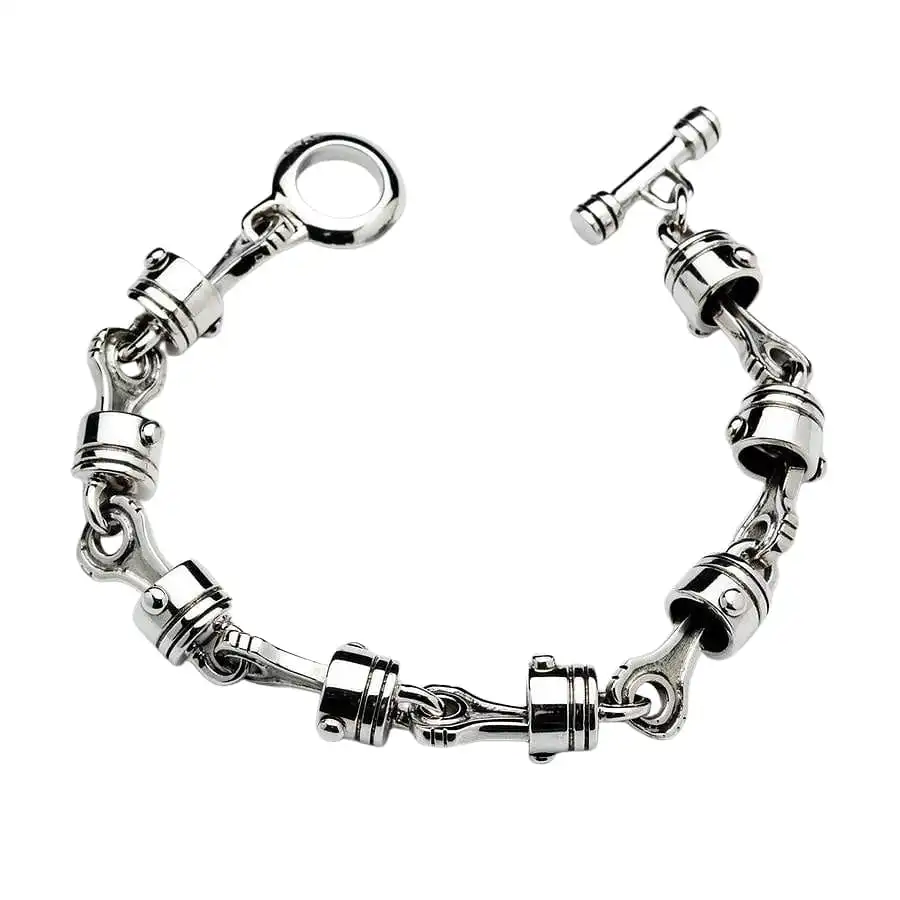 Bikerringshop Sterling Silver Motorcycle Piston Biker Bracelet 7 Bikerringshop Sterling Silver Motorcycle Piston Biker Bracelet - Image 5