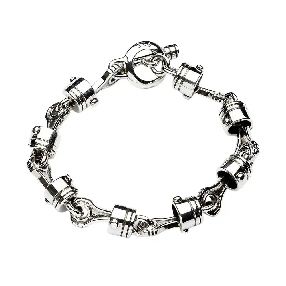 Bikerringshop Sterling Silver Motorcycle Piston Biker Bracelet 3 Bikerringshop Sterling Silver Motorcycle Piston Biker Bracelet