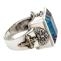 Bikerringshop Mystic Quartz Medieval Men's Gothic Ring -Outlet Rings Store mystic quartz gothic ring 5