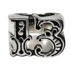 Bikerringshop Sterling Silver Number 13 Tribal Ring