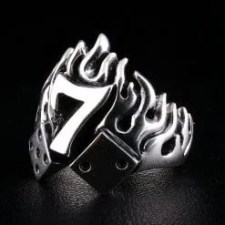 Bikerringshop Sterling Silver Number 7 Dice Flame Biker Ring 10 Bikerringshop Sterling Silver Number 7 Dice Flame Biker Ring -Outlet Rings Store no 7 dice flame biker ring
