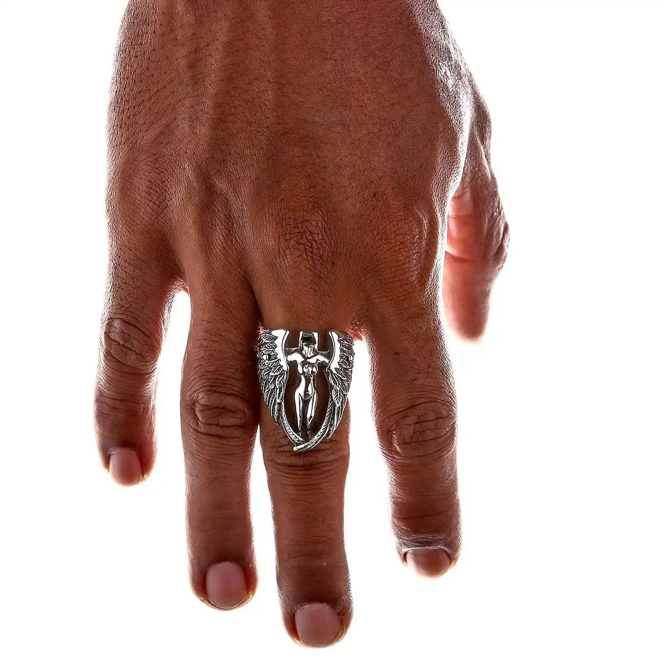 Bikerringshop Sterling Silver Angel Wings Feather Biker Ring 12 Bikerringshop Sterling Silver Angel Wings Feather Biker Ring - Image 10