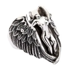 Bikerringshop Sterling Silver Angel Wings Feather Biker Ring 15 Bikerringshop Sterling Silver Angel Wings Feather Biker Ring -Outlet Rings Store nude angel wings biker ring 2