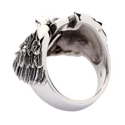 Bikerringshop Sterling Silver Angel Wings Feather Biker Ring 16 Bikerringshop Sterling Silver Angel Wings Feather Biker Ring -Outlet Rings Store nude angel wings biker ring 5