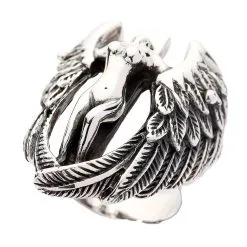 Bikerringshop Sterling Silver Angel Wings Feather Biker Ring 18 Bikerringshop Sterling Silver Angel Wings Feather Biker Ring -Outlet Rings Store nude angel wings biker ring 7