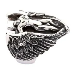 Bikerringshop Sterling Silver Angel Wings Feather Biker Ring 19 Bikerringshop Sterling Silver Angel Wings Feather Biker Ring -Outlet Rings Store nude angel wings biker ring 9