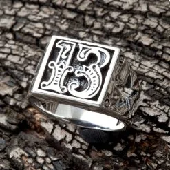 Bikerringshop Sterling Silver Number 13 Biker Ring 10 Bikerringshop Sterling Silver Number 13 Biker Ring -Outlet Rings Store number 13 sterling silver biker ring 2