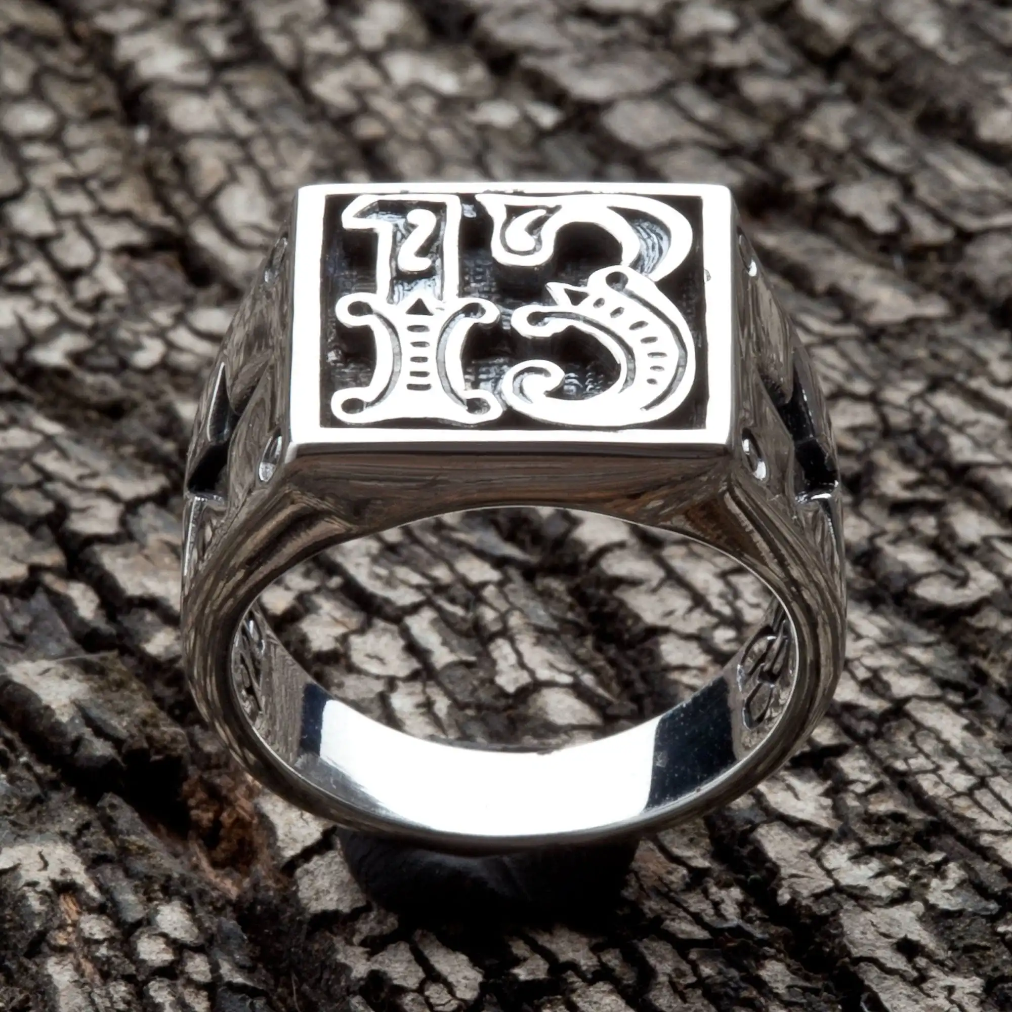 Bikerringshop Sterling Silver Number 13 Biker Ring 6 Bikerringshop Sterling Silver Number 13 Biker Ring - Image 4