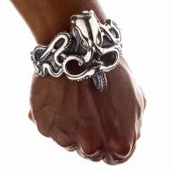 Bikerringshop Sterling Silver Octopus Mens Cuff Bracelet 17 Bikerringshop Sterling Silver Octopus Mens Cuff Bracelet -Outlet Rings Store octopus cuff bracelet 11