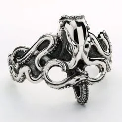 Bikerringshop Sterling Silver Octopus Mens Cuff Bracelet 15 Bikerringshop Sterling Silver Octopus Mens Cuff Bracelet -Outlet Rings Store octopus cuff bracelet 8