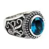 Bikerringshop Sterling Silver Octopus London Blue Topaz Mens Ring -Outlet Rings Store octopus mens ring sterling silver