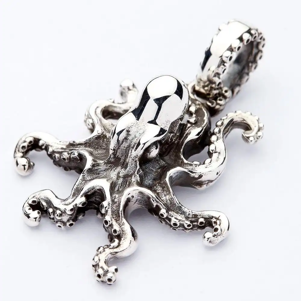 Bikerringshop Silver Octopus Gothic Pendant Necklace 5 Bikerringshop Silver Octopus Gothic Pendant Necklace - Image 3