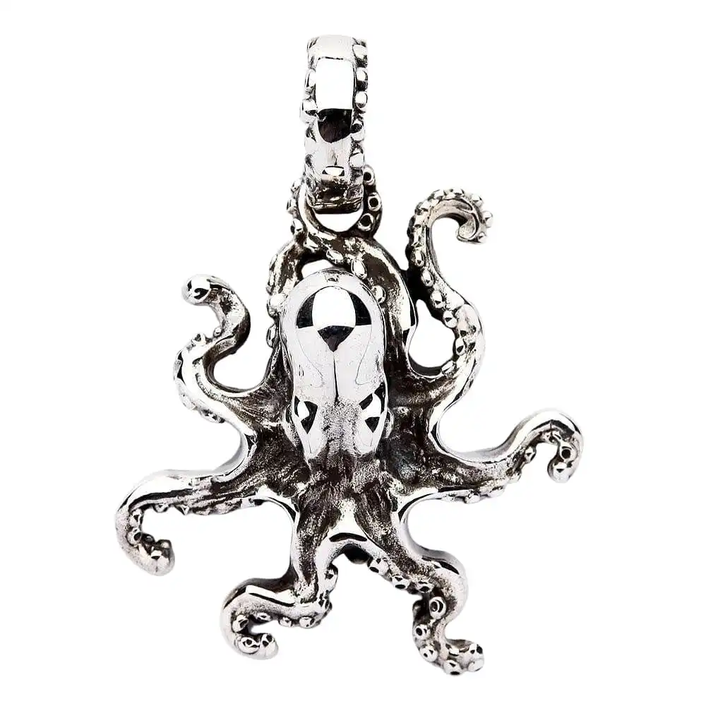 Bikerringshop Silver Octopus Gothic Pendant Necklace 11 Bikerringshop Silver Octopus Gothic Pendant Necklace - Image 9