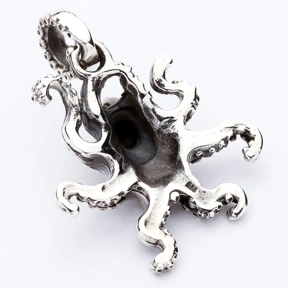 Bikerringshop Silver Octopus Gothic Pendant Necklace 8 Bikerringshop Silver Octopus Gothic Pendant Necklace - Image 6