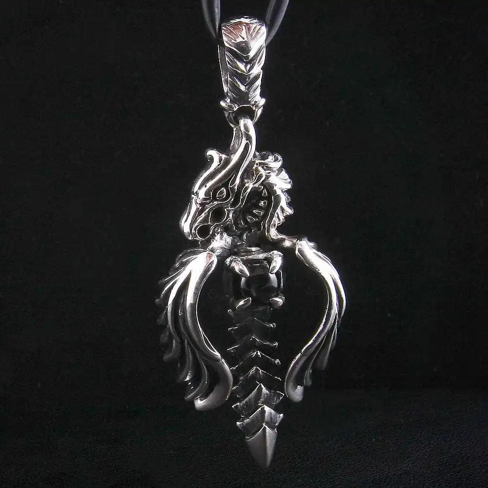 Bikerringshop Sterling Silver Black Onyx Angel Dragon Pendant 4 Bikerringshop Sterling Silver Black Onyx Angel Dragon Pendant - Image 2