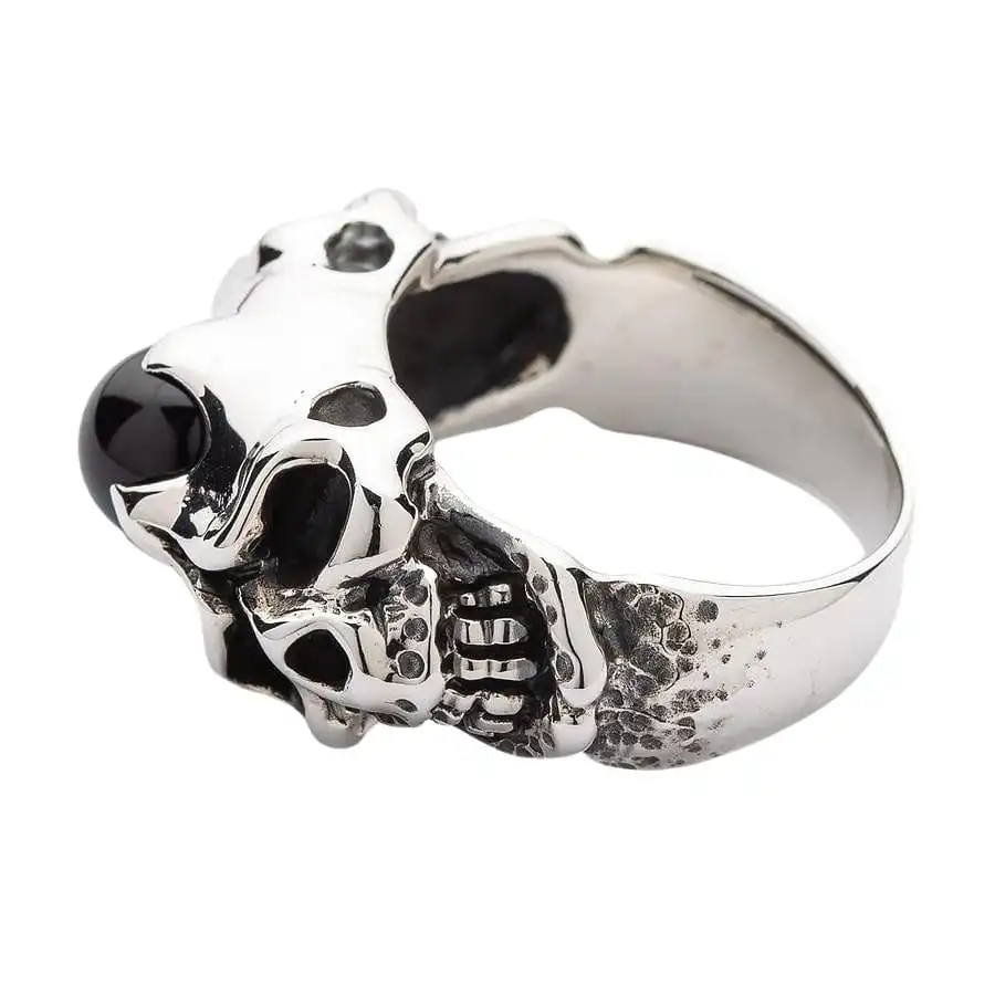 Bikerringshop Sterling Silver Onyx Skull Rings Biker Jewelry 10 Bikerringshop Sterling Silver Onyx Skull Rings Biker Jewelry - Image 8