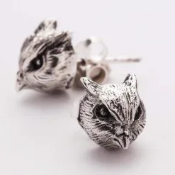 Bikerringshop Sterling Silver Owl Earrings